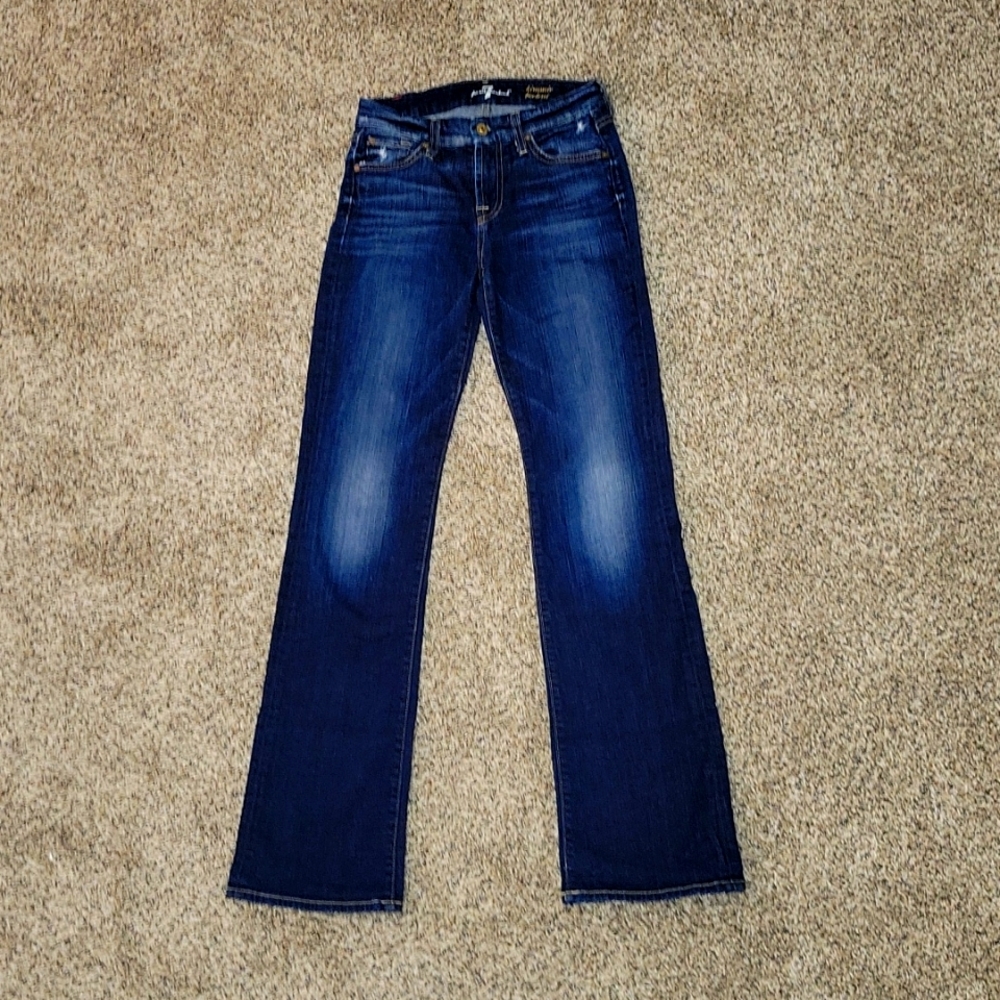 7 Kimmie Bootcut 25W× 32L dark stone wash blue, perfect condition, size 25